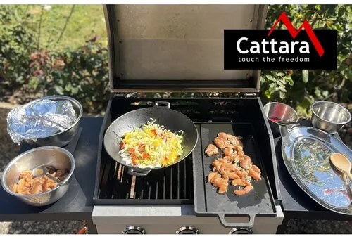 Cattara 13069 Wok grill serpenyő öntöttvas, átmérő31 c m