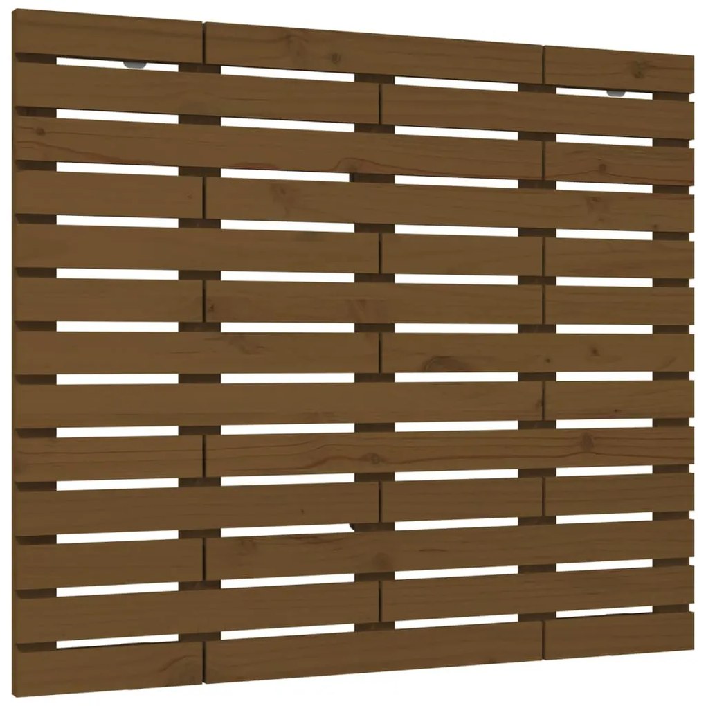 mézbarna tömör fenyőfa fali fejtámla 126 x 3 x 91,5 cm