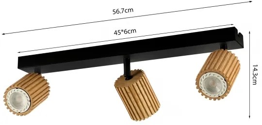 Brilagi - MODERN WOOD 3xGU10/8W/230V fa/fekete spotlámpa