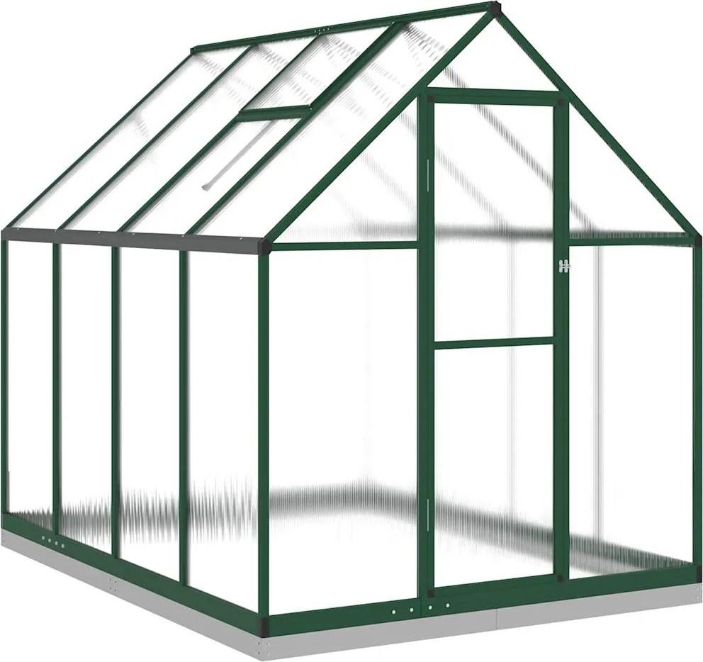 vidaXL zöld alumínium melegház alapvázzal 224x169x202 cm
