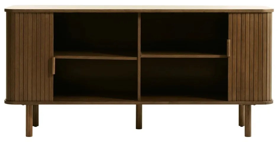Barna alacsony komód tolóajtóval, tölgyfa dekorral 76x160 cm Cavo – Unique Furniture