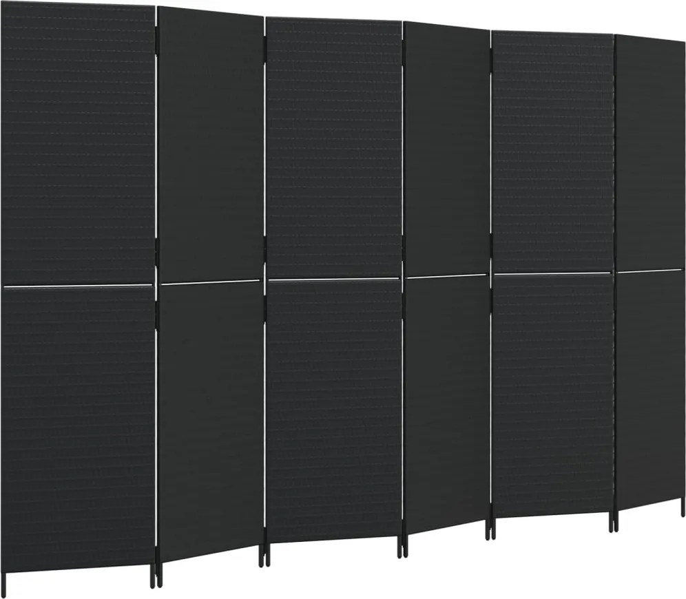 vidaXL fekete 6-paneles polyrattan térelválasztó