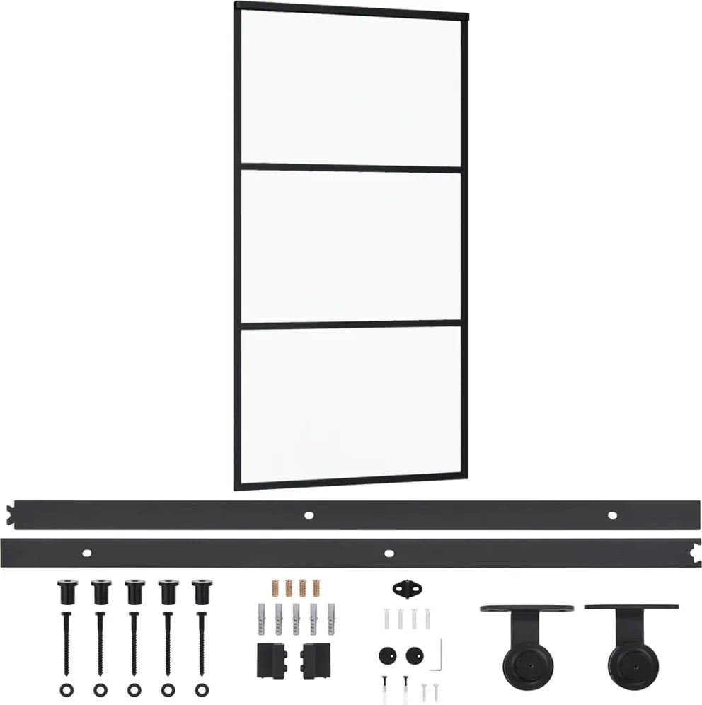 vidaXL ESG üveg és alumínium tolóajtó fémszerelvény-szettel 102x205 cm