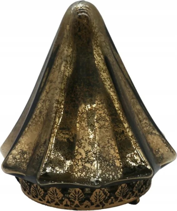 Aranyszínű üveg karácsonyfadísz Remko Led világítással 14x16 cm