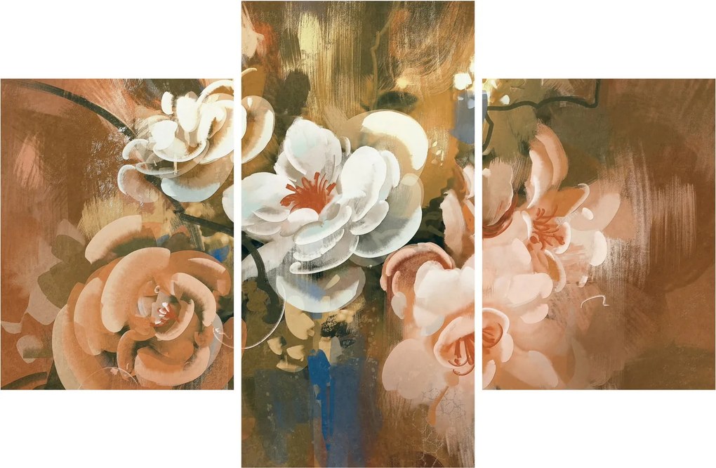 Kép - Festett csokor virág (90x60 cm)