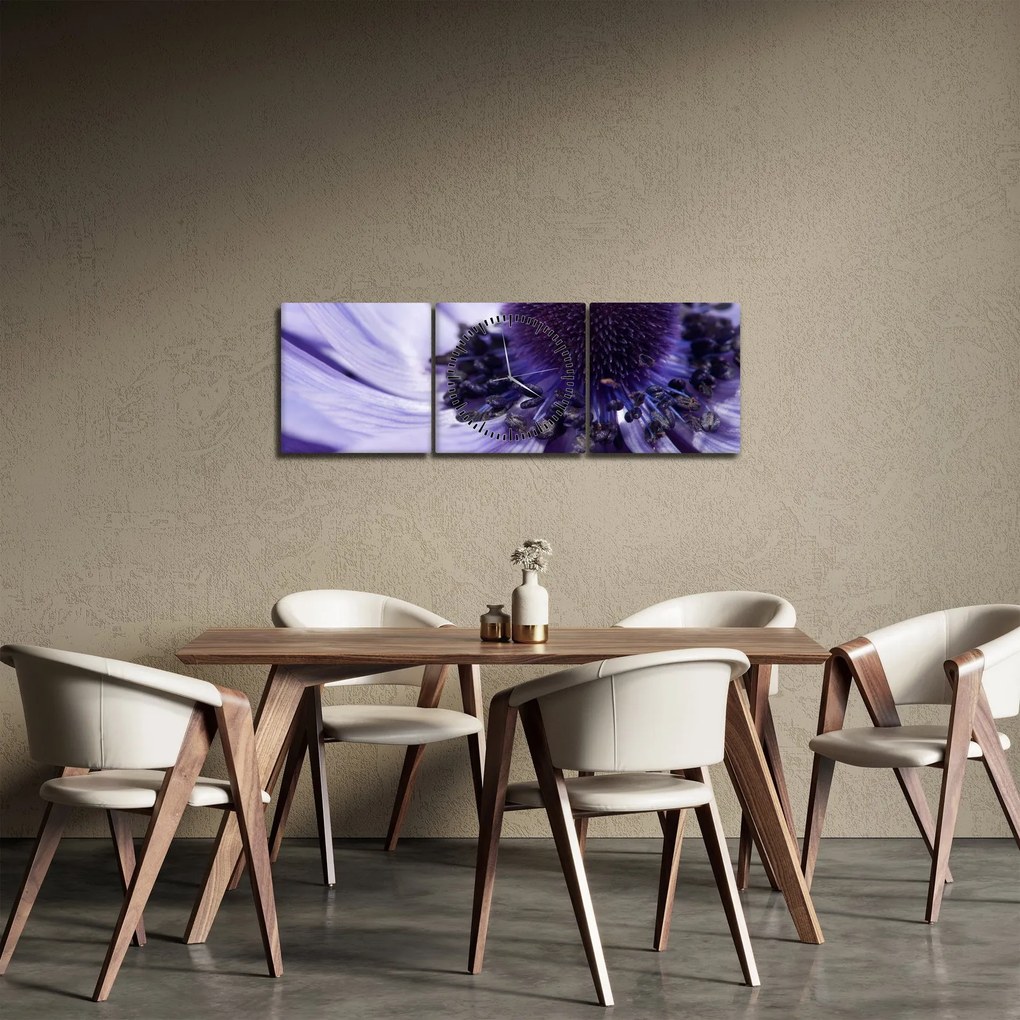 Kép - Ibolya virág (órával) (90x30 cm)