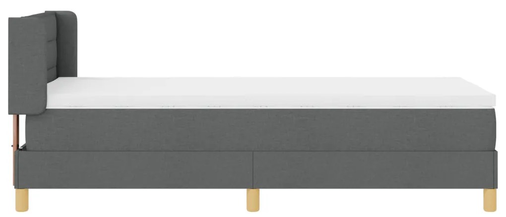 Boxspring ágy matraccal, sötétszürke, 90 x 200 cm, szövet