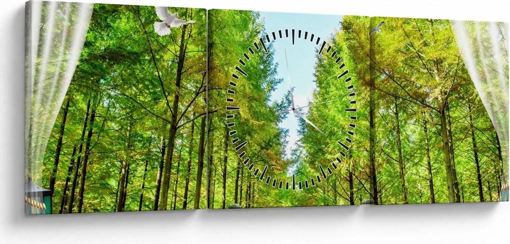 Kép - Kilátás az erdőre (órával) (90x30 cm)