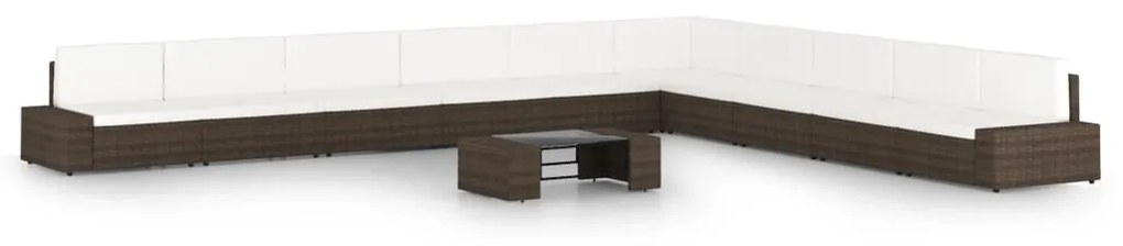 vidaXL 11 részes barna polyrattan kerti ülőgarnitúra párnákkal