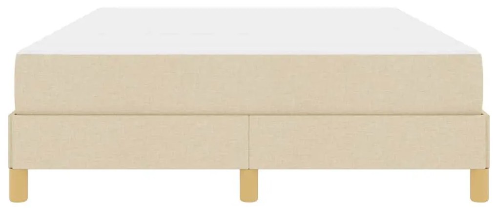 Boxrugós ágy Krém és barna 140 x 200 cm Textil és mérnöki fa