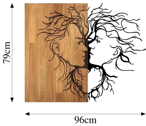 Fali dekoráció 96x79 cm szerelem fa/fém