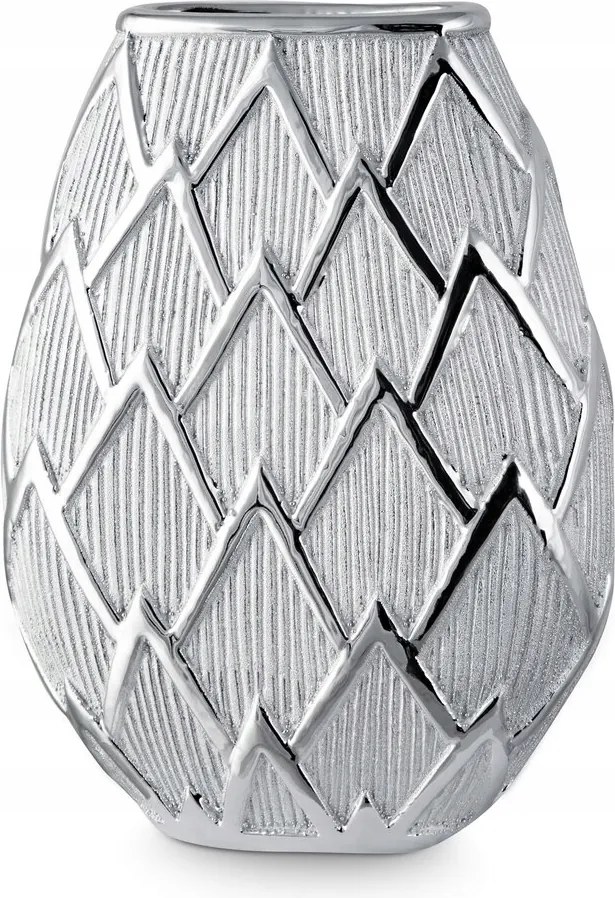 Dekorációs váza 20X10X26 ezüst geometrikus minta
