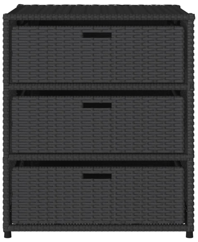 fekete polyrattan kerti tárolószekrény 55 x 59 x 69 cm