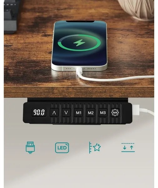 Magasságban állítható íróasztal SOLEA-X barna/fekete
