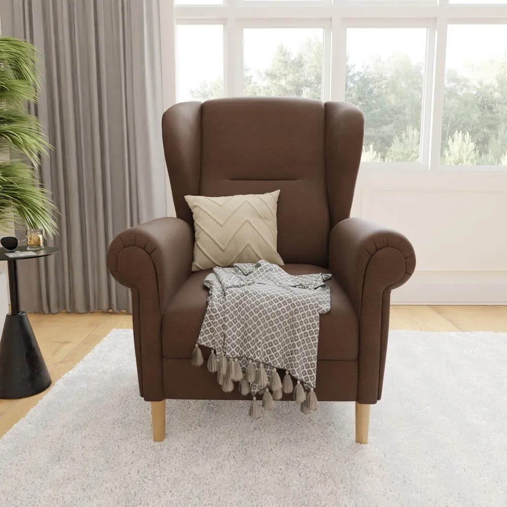 Sötétbarna füles fotel Swan – Ropez