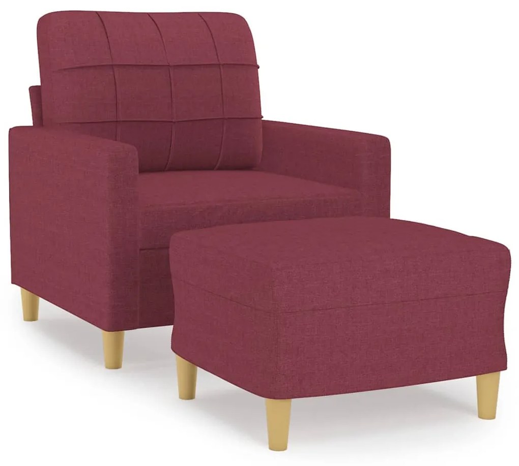 bordó szövet kanapéfotel lábtartóval 60 cm