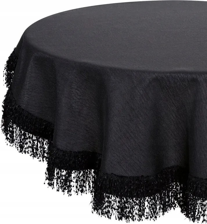 Kerek Abrosz Jasper Bolyhos Rojtokkal Díszítve 150 cm Fekete