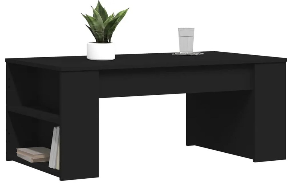 Fekete szerelt fa dohányzóasztal 102 x 55 x 42 cm