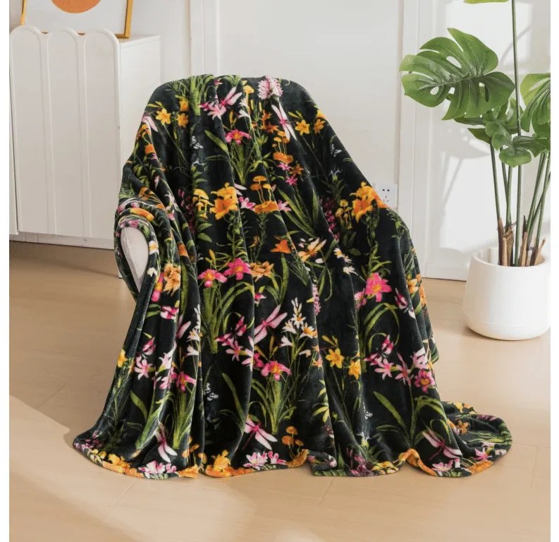 Mikroplüss pléd MYSTIC GARDEN, sötétzöld Méret: 200 x 220 cm