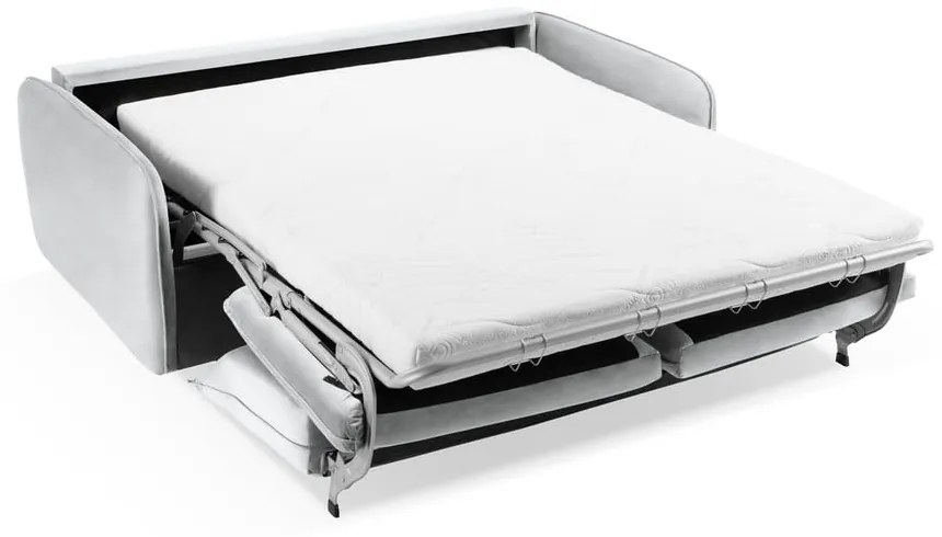 Világosszürke bársony kinyitható kanapé 214 cm Vienna – Cosmopolitan Design