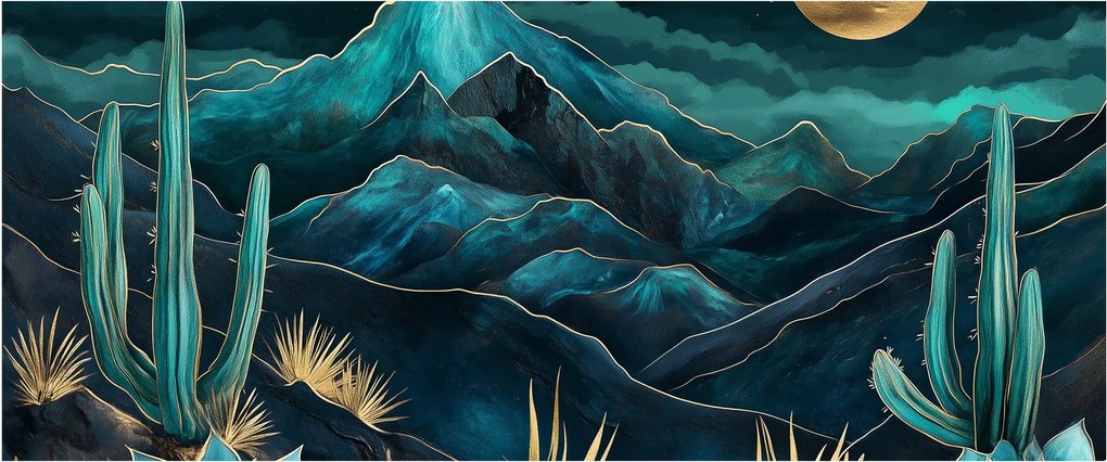 Kép - Türkiz éjszaka (120x50 cm)