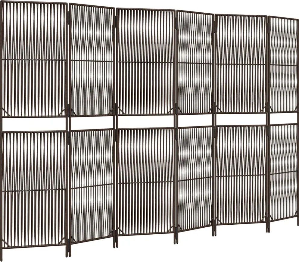 vidaXL barna 6-paneles polyrattan térelválasztó