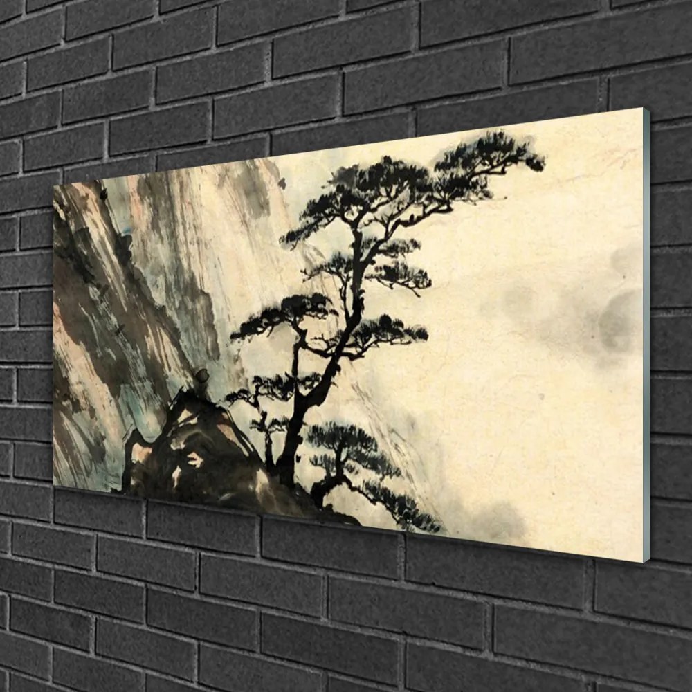 Fali üvegkép Festett fa Art 120x60cm