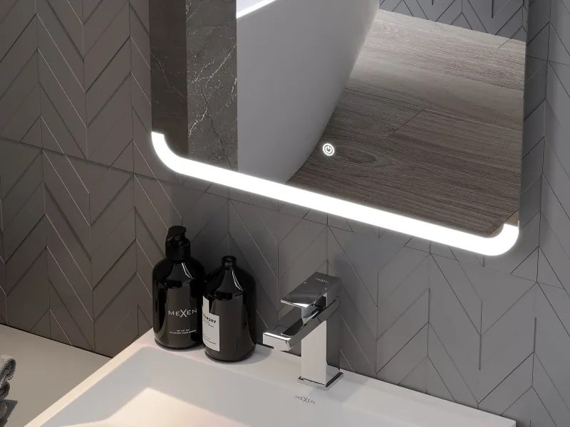 Mexen Nida LED megvilágítású fürdőszobai tükör, 120 x 80 cm, 6000K, páramentes - 9806-120-080-611-00