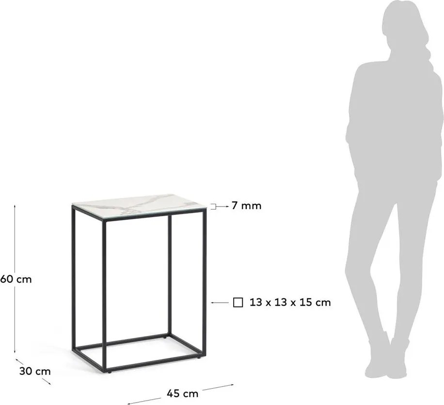 Tárolóasztal kerámia asztallappal 30x45 cm Rewena – Kave Home