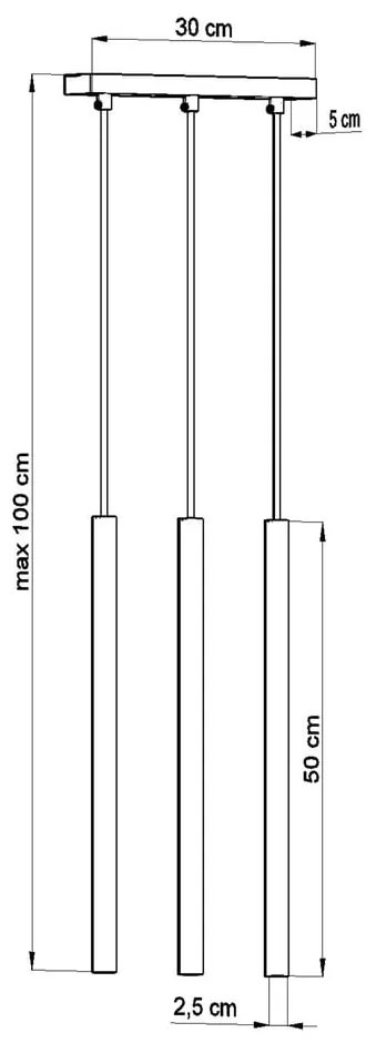 Fideus fekete függőlámpa, hosszúság 30 cm - Sollux