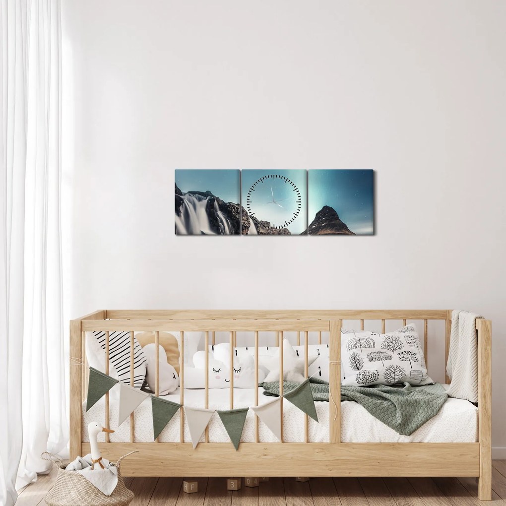Vízesések képe (órával) (90x30 cm)