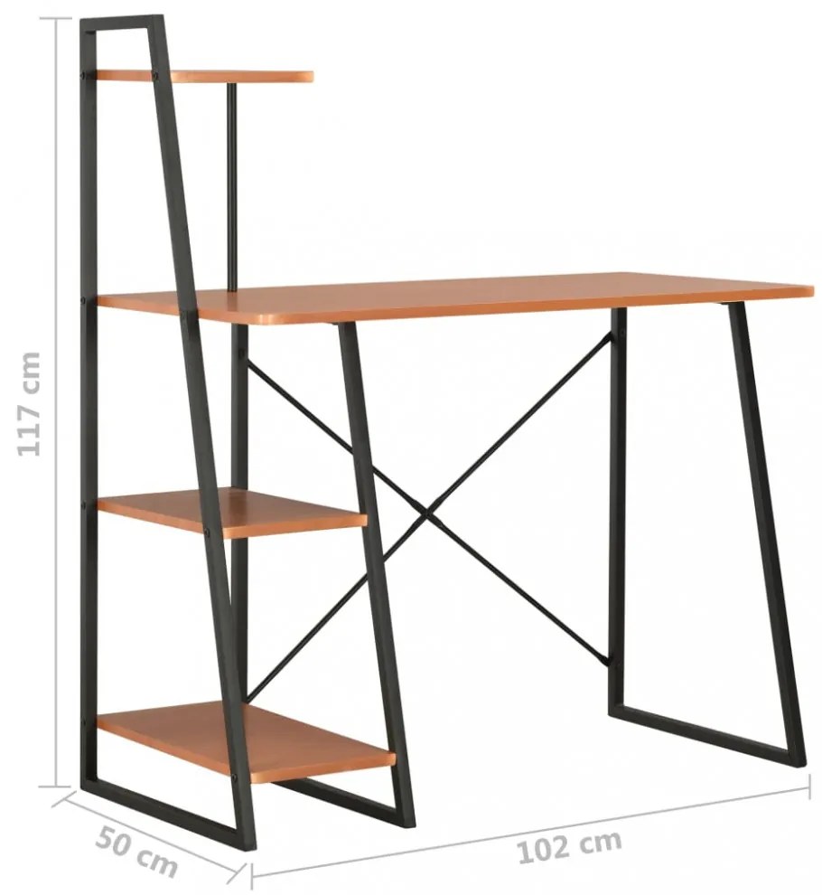 fekete és barna íróasztal polcrendszerrel 102 x 50 x 117 cm
