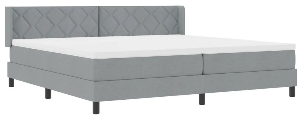 Boxspring Ágy Matrac Kíséretében, Világosszürke, 200x200 cm, Szövet
