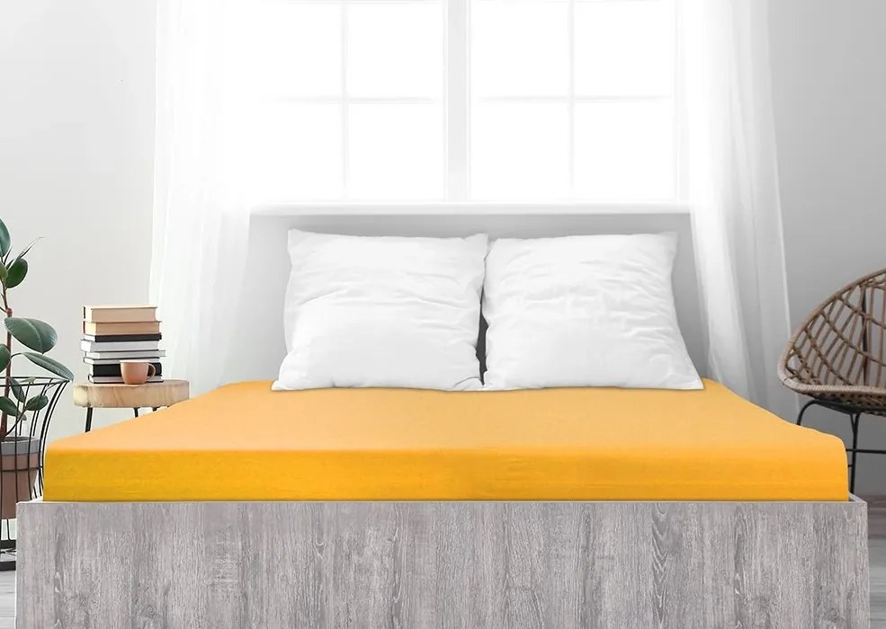 LUXORA mako pamut jersey lepedő 180x200 cm sárga
