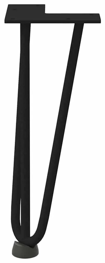 4 db fekete, tömör acél hajtűláb dohányzóasztalhoz, 30 cm
