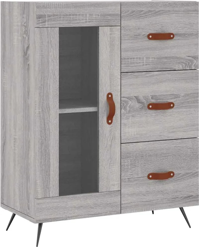 vidaXL szürke sonoma színű szerelt fa tálalószekrény 69,5 x 34 x 90 cm