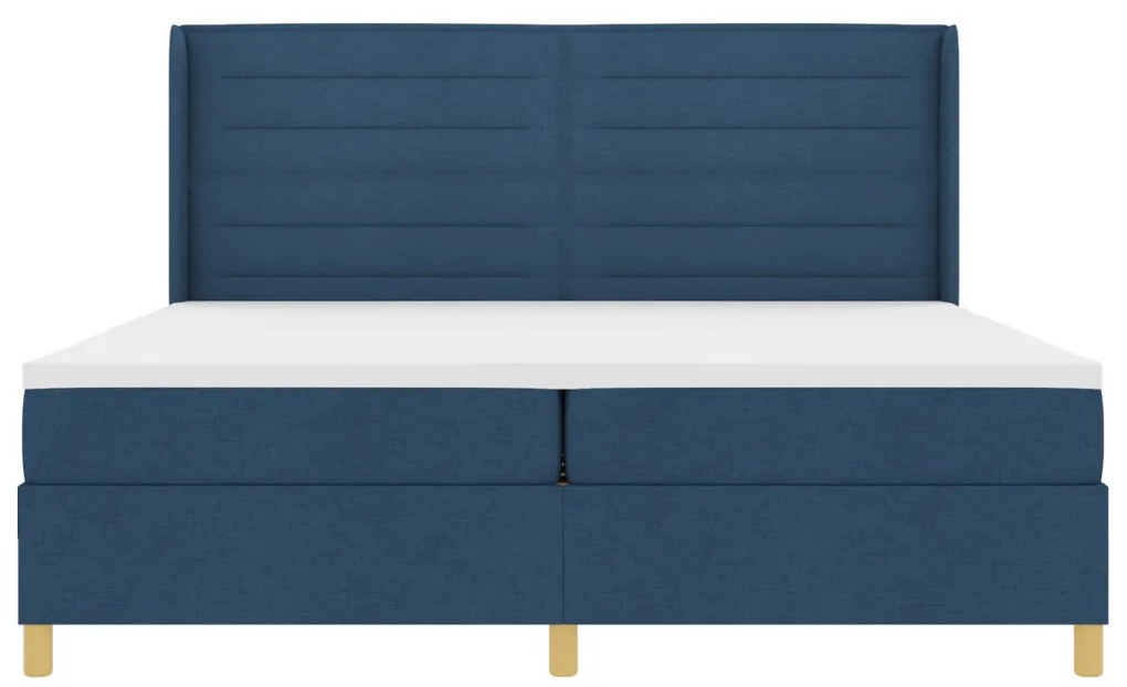 Boxspring Ágy Matraccal és Kék LED-del 200x200 cm Szövet