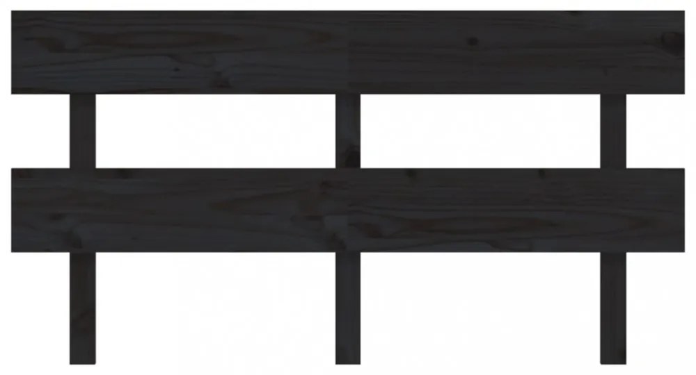 fekete tömör fenyőfa ágyfejtámla 164x3x81 cm