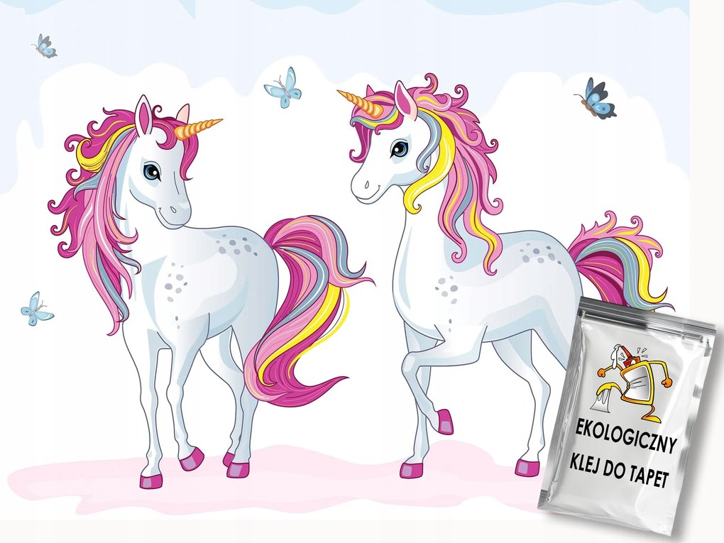 Fotótapéta Flizelina Unikornis Pár Unikornis Pillangók 100x75 ragasztó