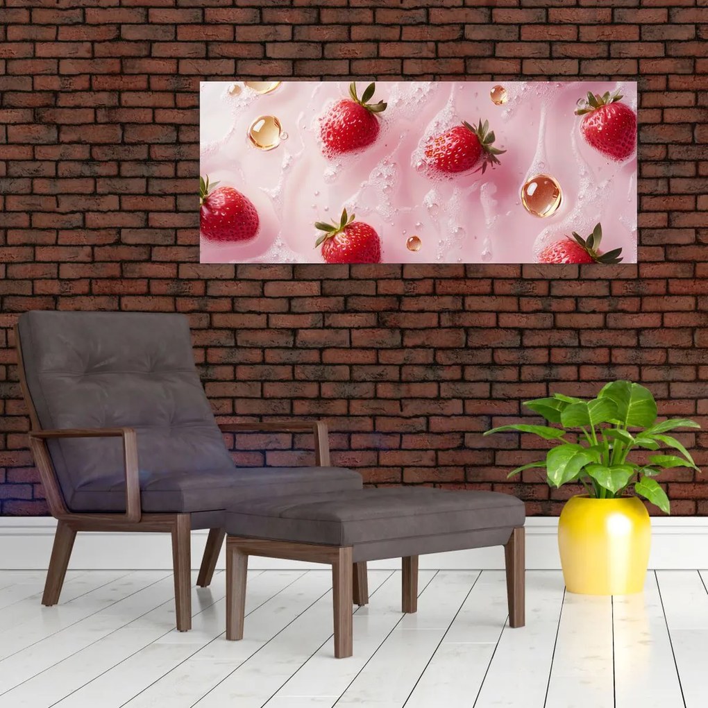 Kép - Eprek buborékokban (120x50 cm)