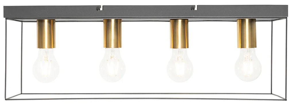 Minimalista mennyezeti lámpa fekete arannyal 4-lámpás - Kodi