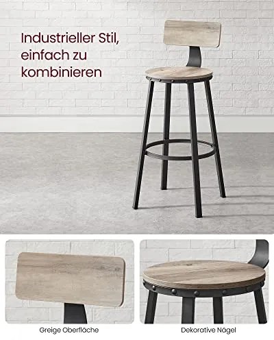 Bárszékek, konyhai székek 2 db-os szett, szürkés bézs és fekete