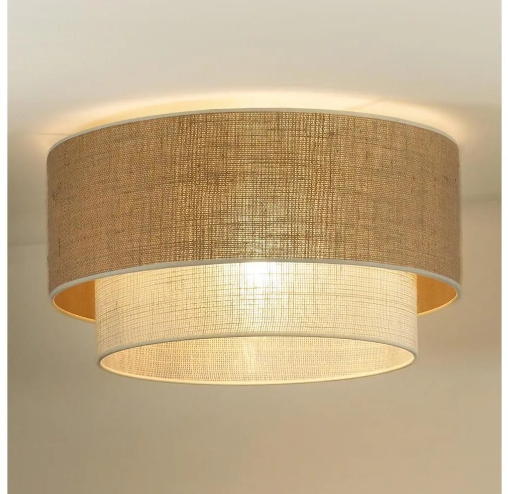 Duolla - Mennyezeti lámpa YUTE BOHO 1xE27/15W/230V átm. 45 cm barna/krémes