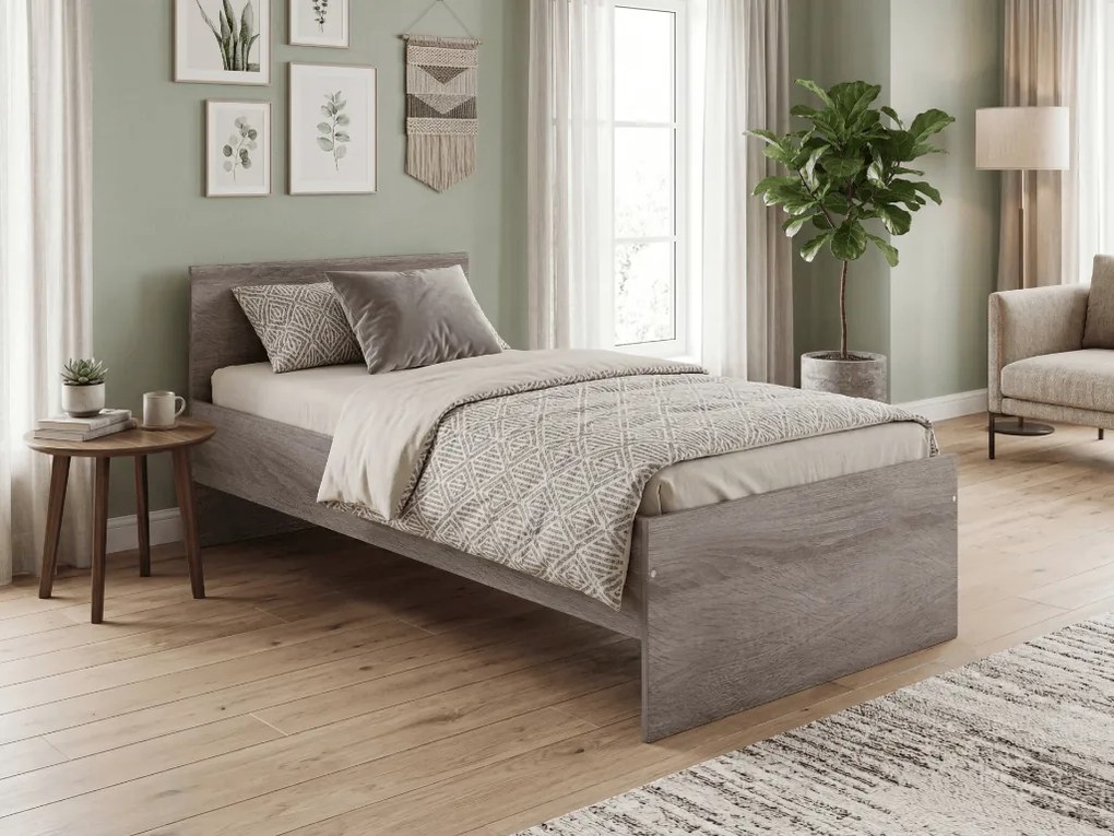 Ágy ELISA 90 x 200 cm, szarvasgomba tölgy Ágyrács: Lamellás ágyrács, Matrac: Coco Maxi 20 cm matrac