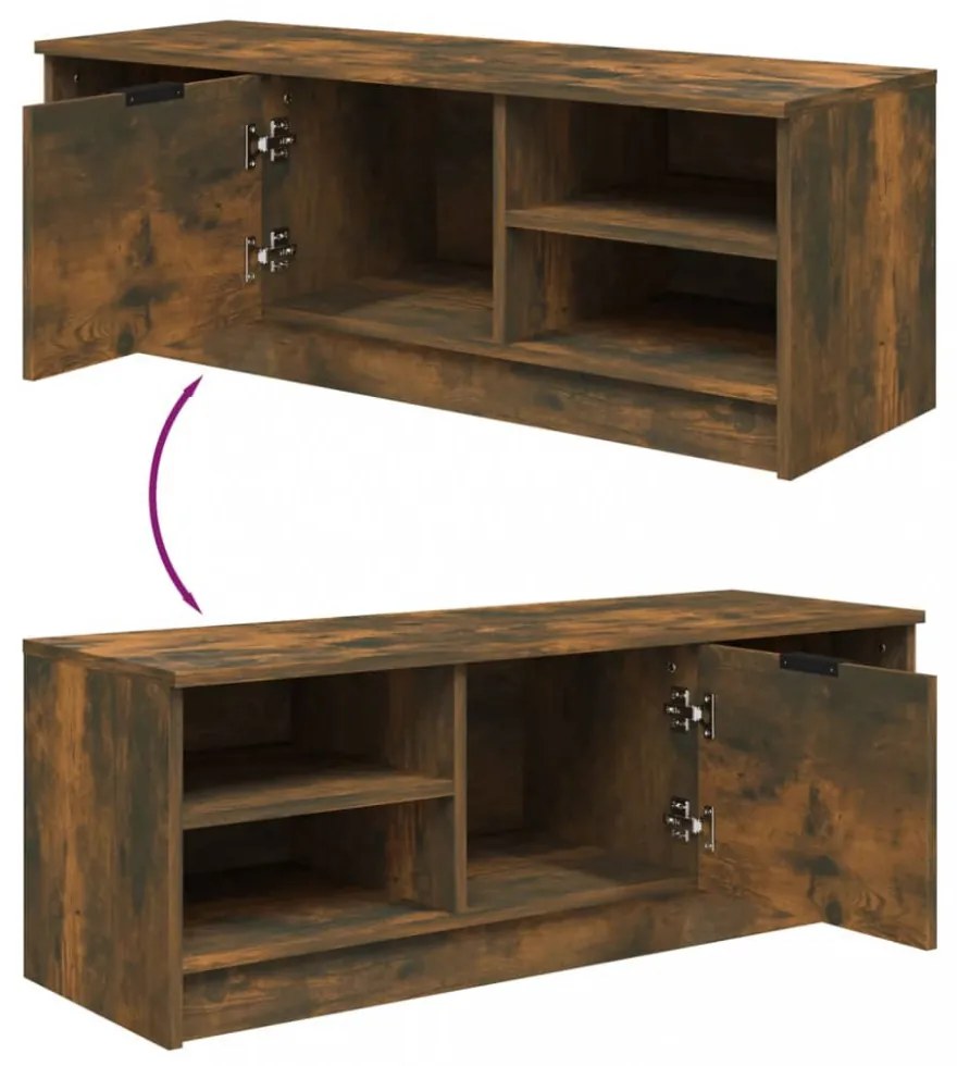 füstös tölgyszínű szerelt fa TV-szekrény 102 x 35,5 x 36,5 cm