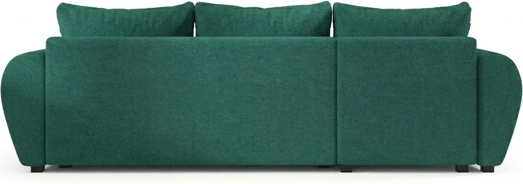 AKCIÓ Kihúzható kétoldalas L alakú SEVIO kanapé 246x145 cm, palackzöld + 2 párnák AJÁNDÉK II. osztály