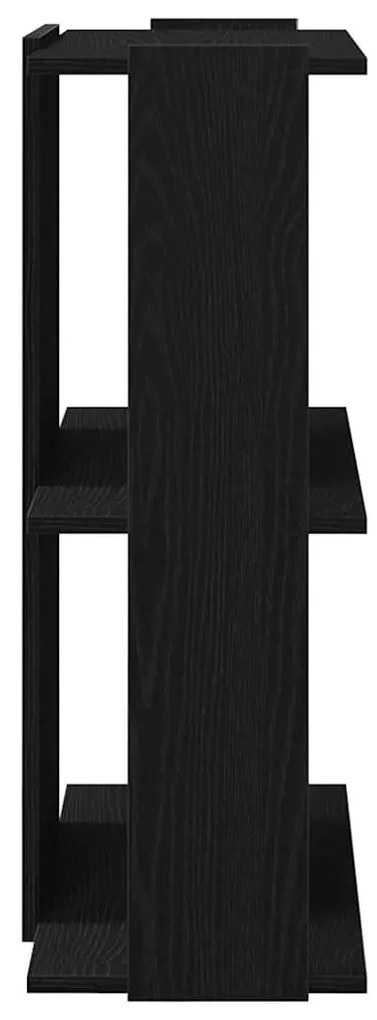 3 szintes fekete szerelt fa könyvespolc 60x30x80 cm