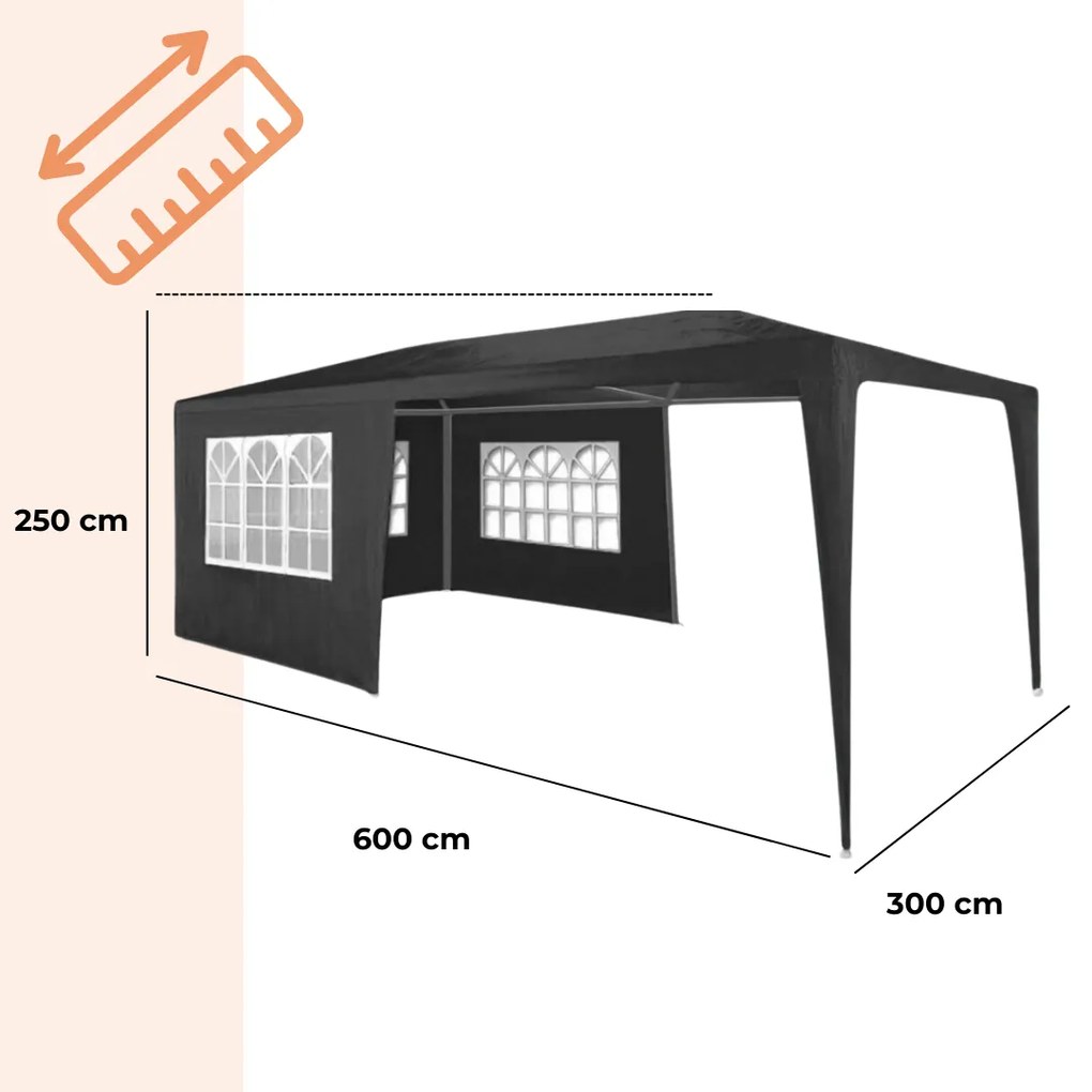 NEAPOL rendezvénysátor, 3x6m, antracit Jurhan
