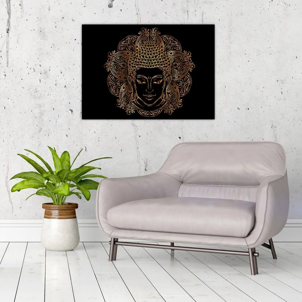 Arany Buddha képe (üvegen) (70x50 cm)