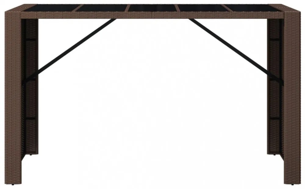 barna polyrattan kerti asztal üveglappal 185 x 80 x 110 cm